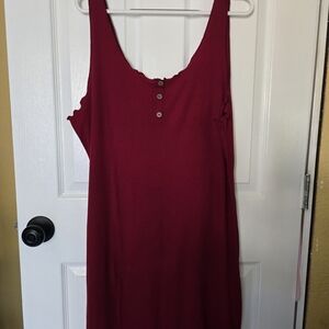 Sleeveless Maxi Dress in Deep Red - Classic Scoop Neck